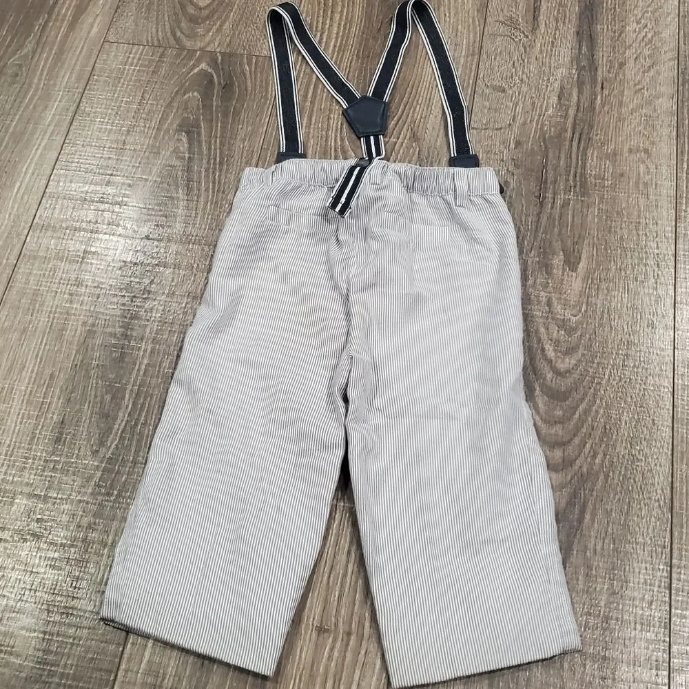 Boys Suspender Pants Size 24M Classic Striped Kids Overalls With Suspenders
